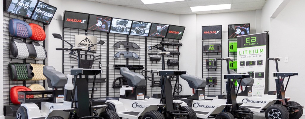 SoloCart personal golf carts at BMK Golf Carts in Pompano Beach
